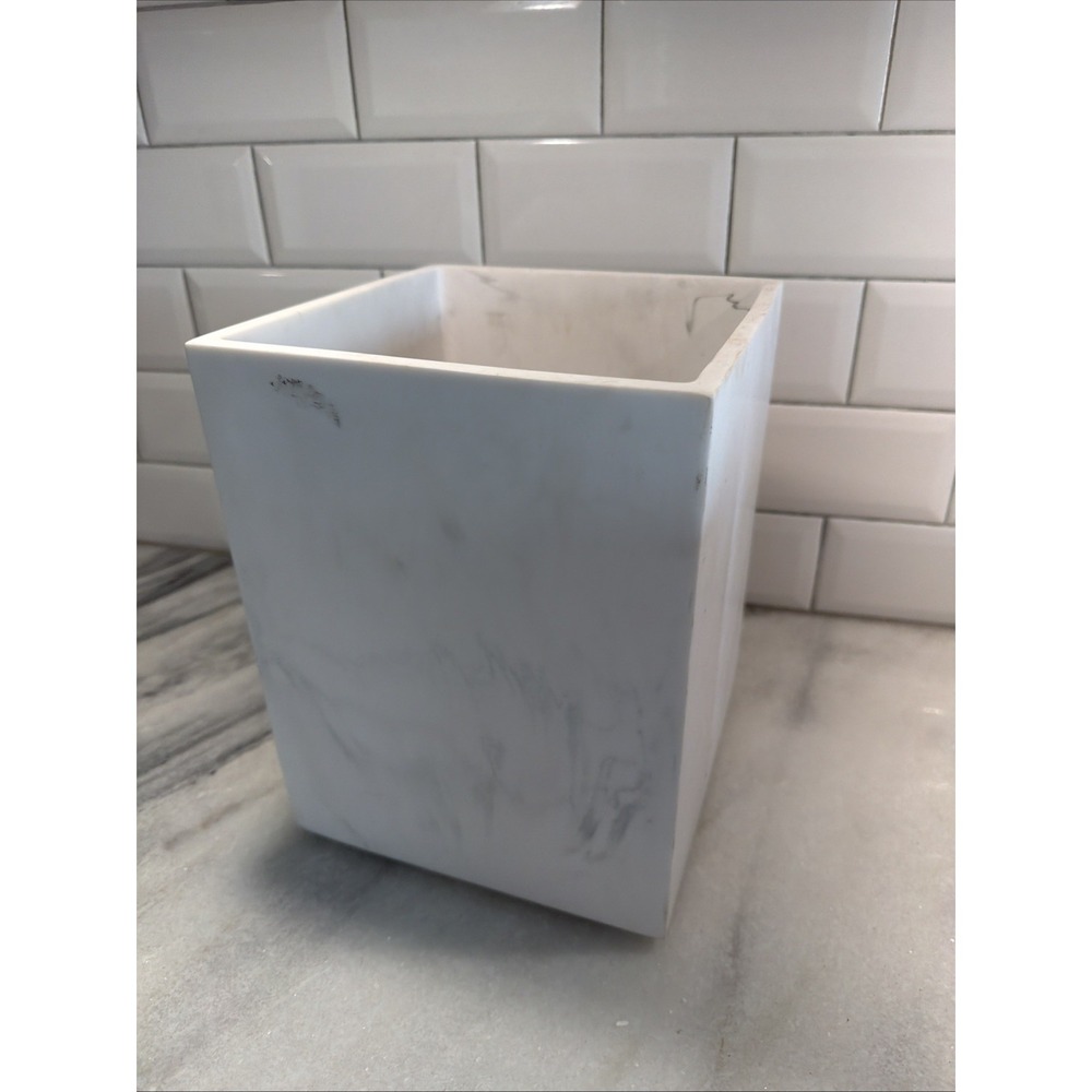 Kassatex Marmol Bathroom Waste Basket Marble Look Heavy 995